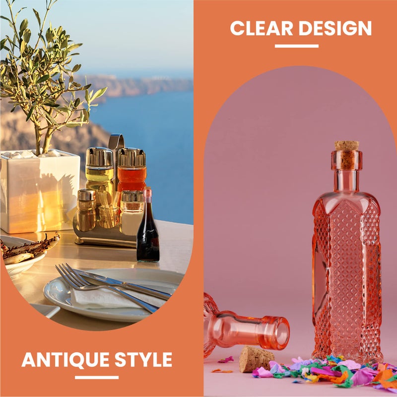 BULK PARADISE Small MIni Reddish Vintage Glass Bottles with Corks, MIni Vases, Decorative, Potion, Assorted Design Set of 12 pcs, 4.6 Inch Tall (11.43cm), 1.4 Inch Wide (3.56cm) - Image 5