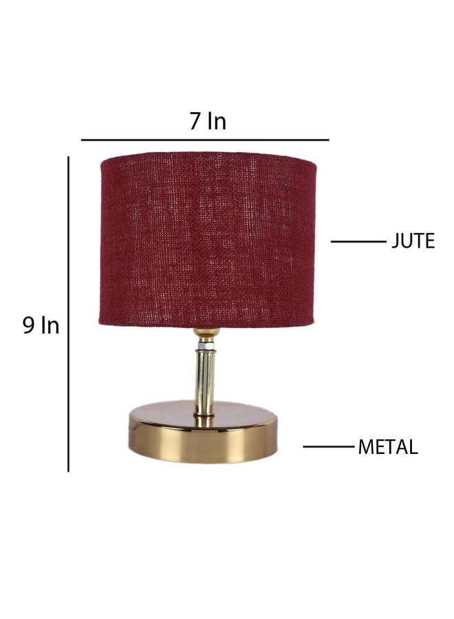 AMDHOME Lamp, Table Lamp, Night Lamp for Bedroom, Lamp for Living Room, Bedside Lamp, Table Lamp for Bedroom, Bedroom Decoration Items, Room Décor- (Metal Base, Maroon Jute Shade)-9 Inches-146 - Image 4