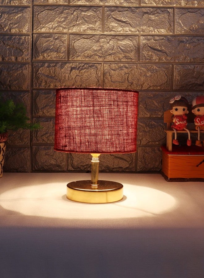 AMDHOME Lamp, Table Lamp, Night Lamp for Bedroom, Lamp for Living Room, Bedside Lamp, Table Lamp for Bedroom, Bedroom Decoration Items, Room Décor- (Metal Base, Maroon Jute Shade)-9 Inches-146 - Image 3