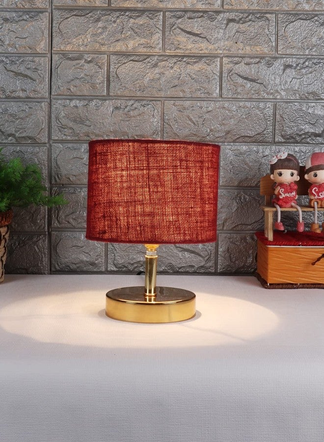 AMDHOME Lamp, Table Lamp, Night Lamp for Bedroom, Lamp for Living Room, Bedside Lamp, Table Lamp for Bedroom, Bedroom Decoration Items, Room Décor- (Metal Base, Maroon Jute Shade)-9 Inches-146 - Image 2