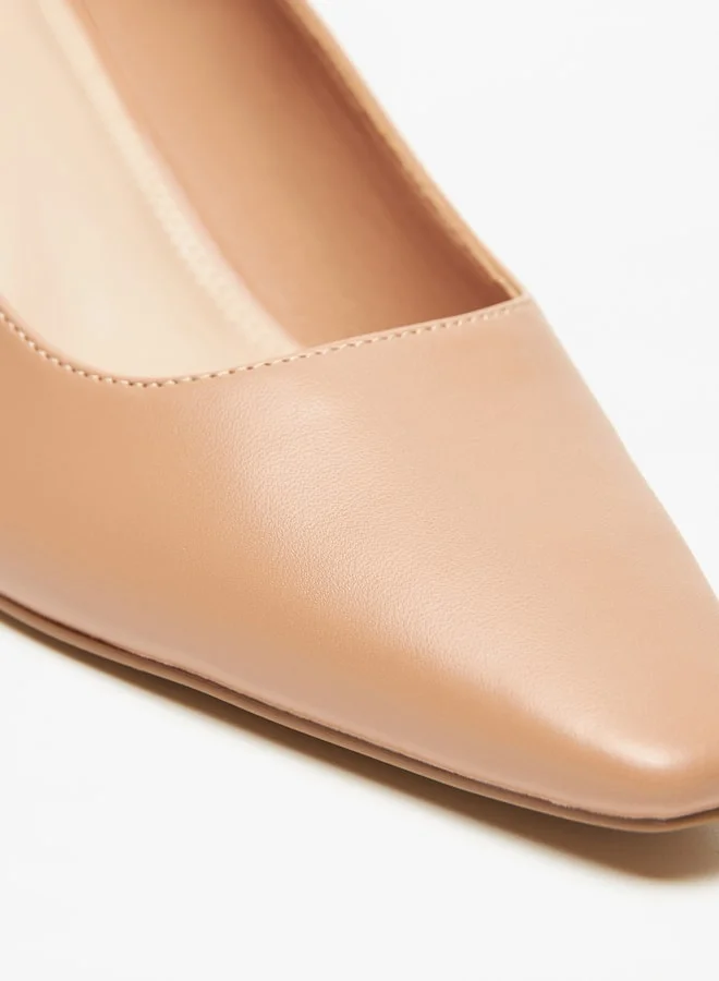 Celeste Women's Solid Pointed Toe Pumps with Block Heels