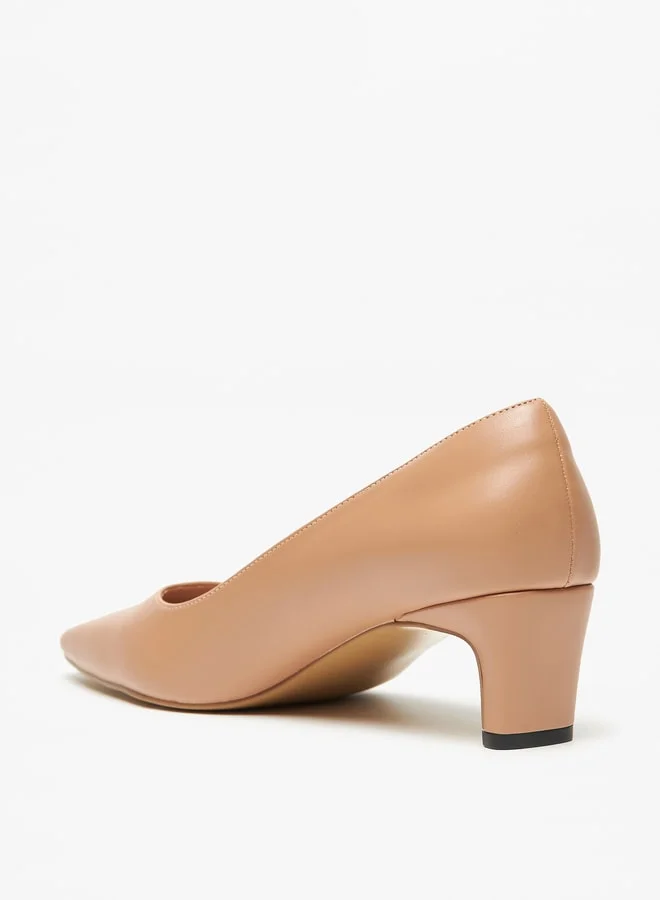 Celeste Women's Solid Pointed Toe Pumps with Block Heels