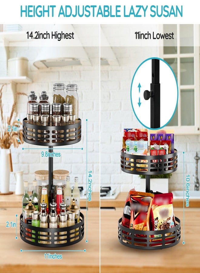 Dhmkfly 2 Tier Lazy Susan Organizer - 360° Rotating Spice Rack, Adjustable Industrial Spinning Spice Holder, Versatile Countertop Organizer for Cabinet, Pantry, Kitchen, Dining Table, Bathroom and Vanity - Image 3
