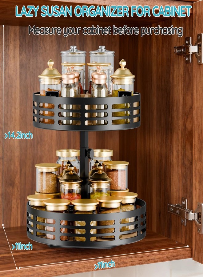 Dhmkfly 2 Tier Lazy Susan Organizer - 360° Rotating Spice Rack, Adjustable Industrial Spinning Spice Holder, Versatile Countertop Organizer for Cabinet, Pantry, Kitchen, Dining Table, Bathroom and Vanity - Image 5