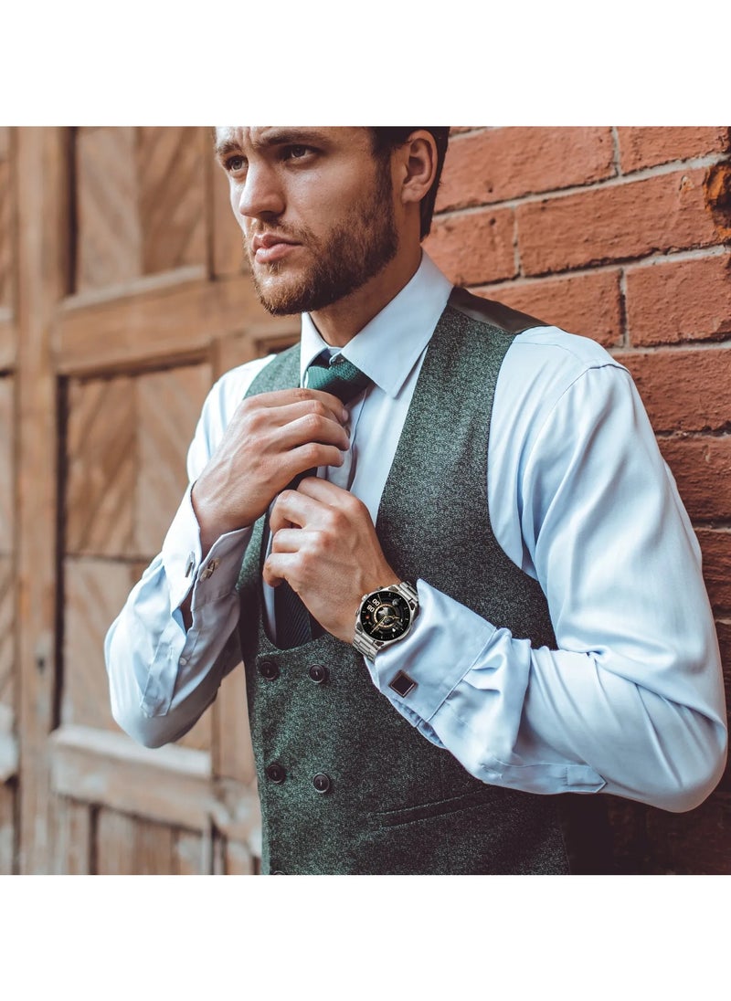 GREEN LION - Chrono Pro Smart Watch with AMOLED Display and Hight-Fidelity BT Calling / 7 Days Working Time / Full-View Touch Display / Voice Recording / 100+ Sports Modes / Rotary Encoder Button / Pedometer / GL-SWA40 - Silver - Image 1