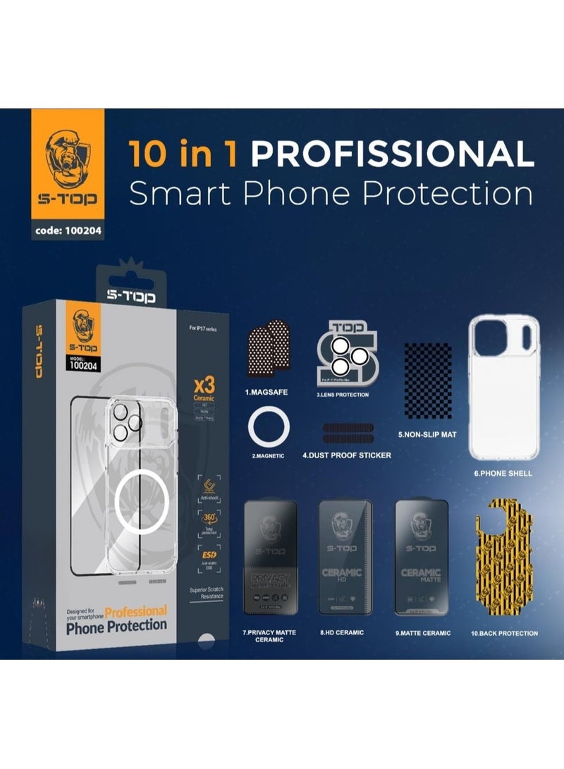 اس-توب حزمة الحماية المتكاملة 10 في 1 يدعم شحن ماج سيف لجهاز آيفون 17 برو - Image 1