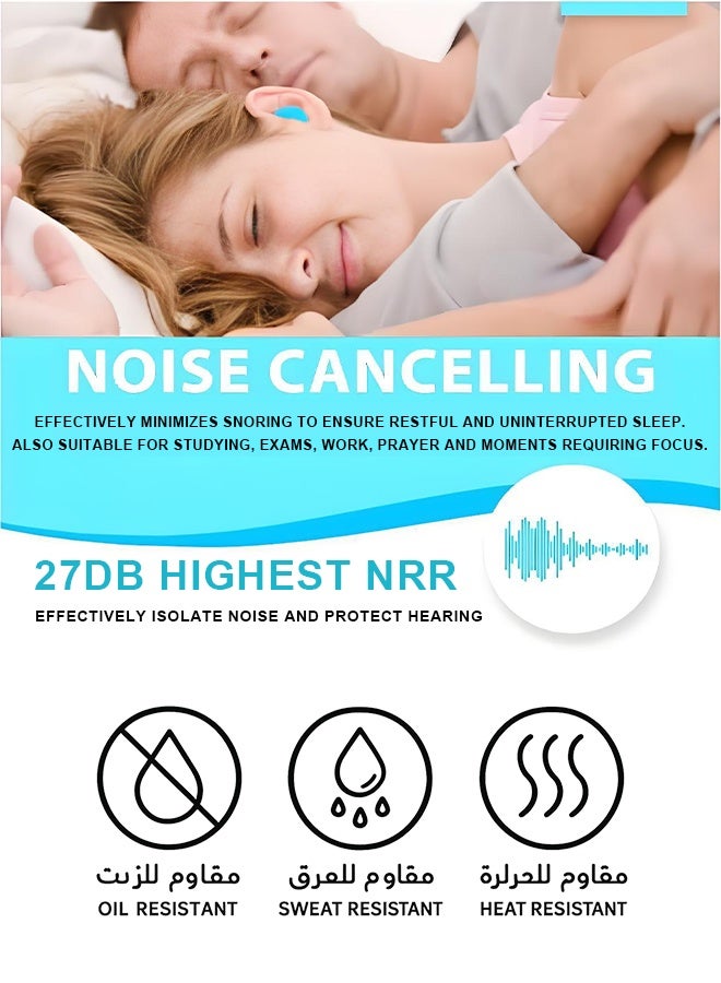 Wish Plus 18 Pairs Ear Plugs for Sleeping Swimming Moldable Soft Silicone Waterproof Earplug Reusable Travel Noise Cancelling Earplugs White Blue Pink - Image 4