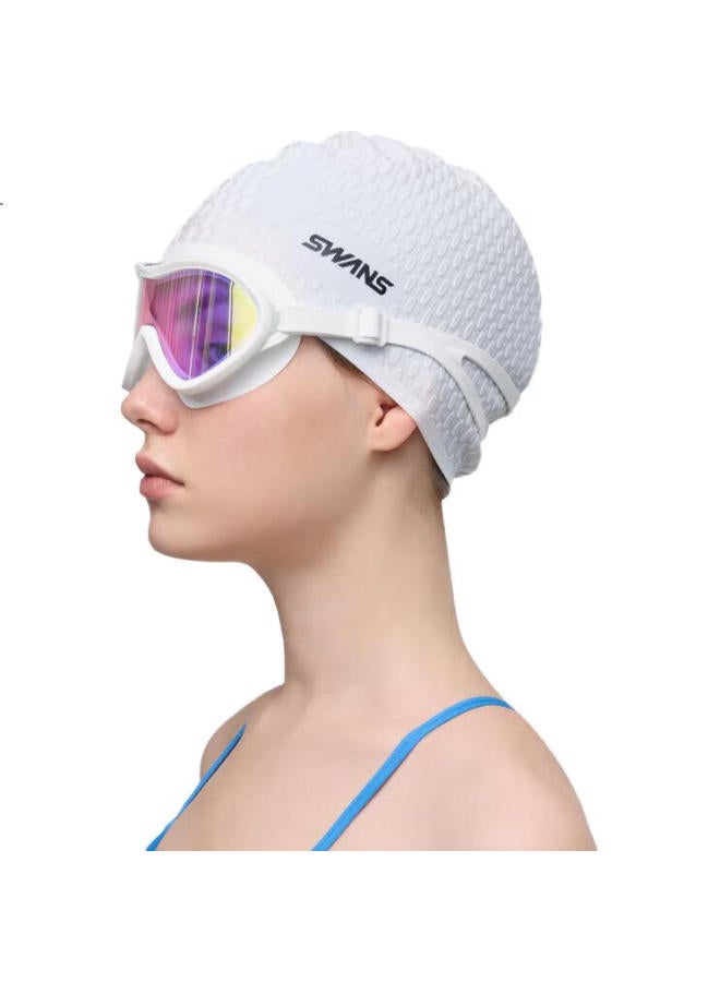 Speed Vision Suan Sheng Swimming Cap For Women And Men, Waterproof, Non-Binding, Swim Cap With Water Drops, Long Hair Protection, Silicone, Extra Large Size, Swimming Cap 116 Purple - Image 2