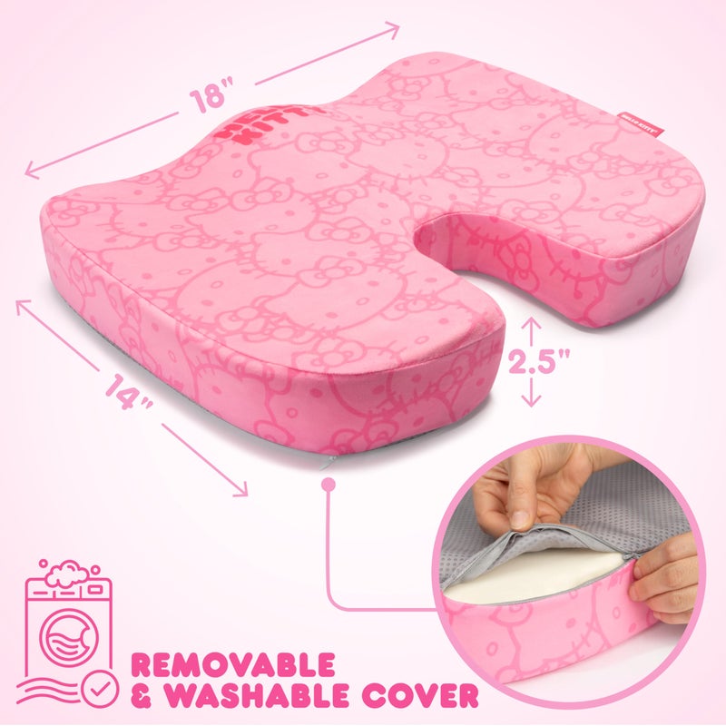 Carbella Officially Licensed Hello Kitty Seat Cushion - Cute Pink Office Chair Cushion for Car, Home, Work or Desk - Comfort Memory Foam Cushions for Coccyx, Back, Tailbone Pain Relief Pillow - Image 3