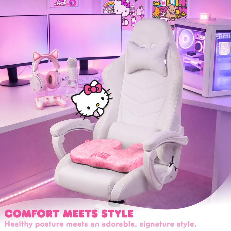 Carbella Officially Licensed Hello Kitty Seat Cushion - Cute Pink Office Chair Cushion for Car, Home, Work or Desk - Comfort Memory Foam Cushions for Coccyx, Back, Tailbone Pain Relief Pillow - Image 4