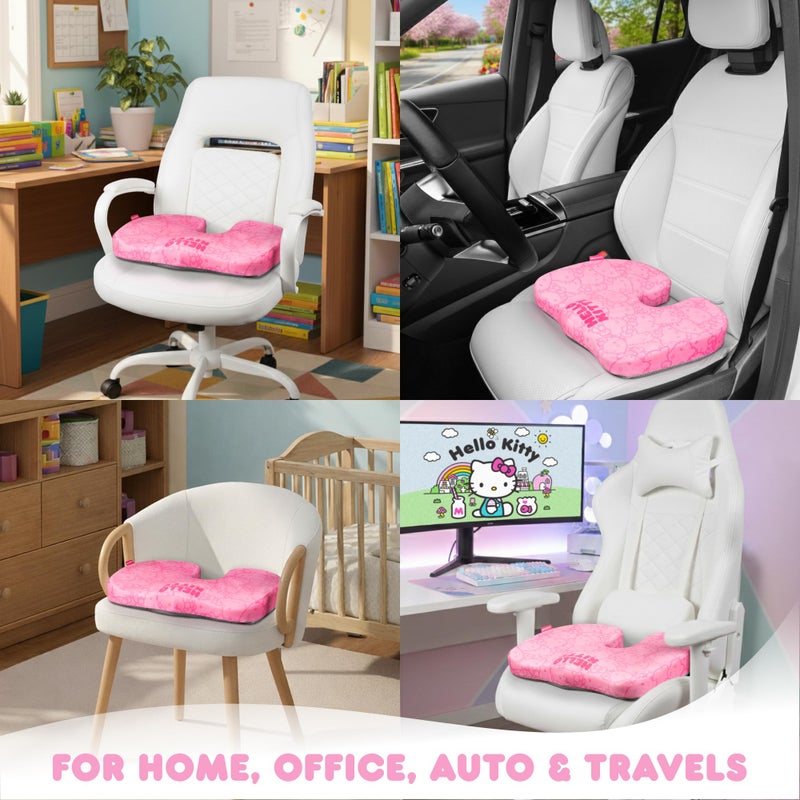 Carbella Officially Licensed Hello Kitty Seat Cushion - Cute Pink Office Chair Cushion for Car, Home, Work or Desk - Comfort Memory Foam Cushions for Coccyx, Back, Tailbone Pain Relief Pillow - Image 2