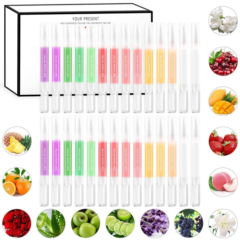 Nail Cuticle Oil Pen 28Pcs Nail Care Oil Pen Nail Nourishment Polish With Vitamins Moisturized Gel Repair For Gel Nails Care