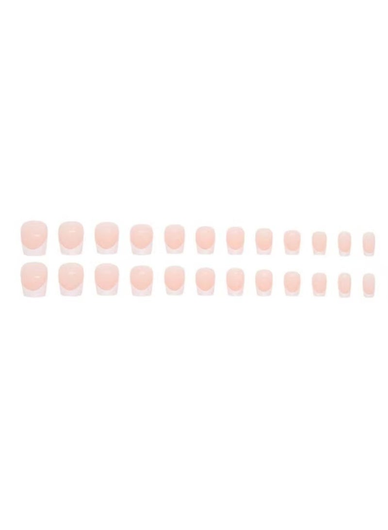 MiMi & BeiBei 24Pcs Press on Nails, Short False Nails, White Tip French Style Fake Nails Set for Women Girls Nail Art Accessories, Press On Nail with Glue Stickers for Easy Apply, Stick On Fingernails Set - Image 3