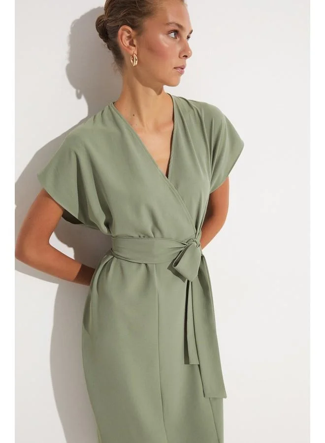 JUNE Tie Waist Midi Dress