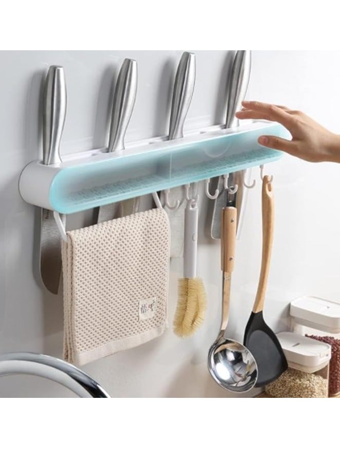 Spaceshoop Adhesive Knife Holder with 3 Slots for Knives Easy Cleaning Wall-Mounted Kitchen Knife Block Hooks for Utensils towels - Image 5