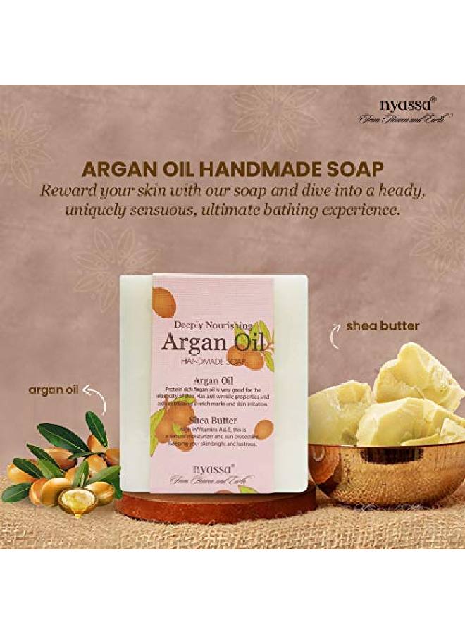 Nyassa Argan Oil Handmade Soap with l ingredients like pure Moroccan Argan oil known as the miracle oil Shea butter and pine essential oil. Deeply nourishing. No Paraben Cruelty Free (150gm) - Image 3