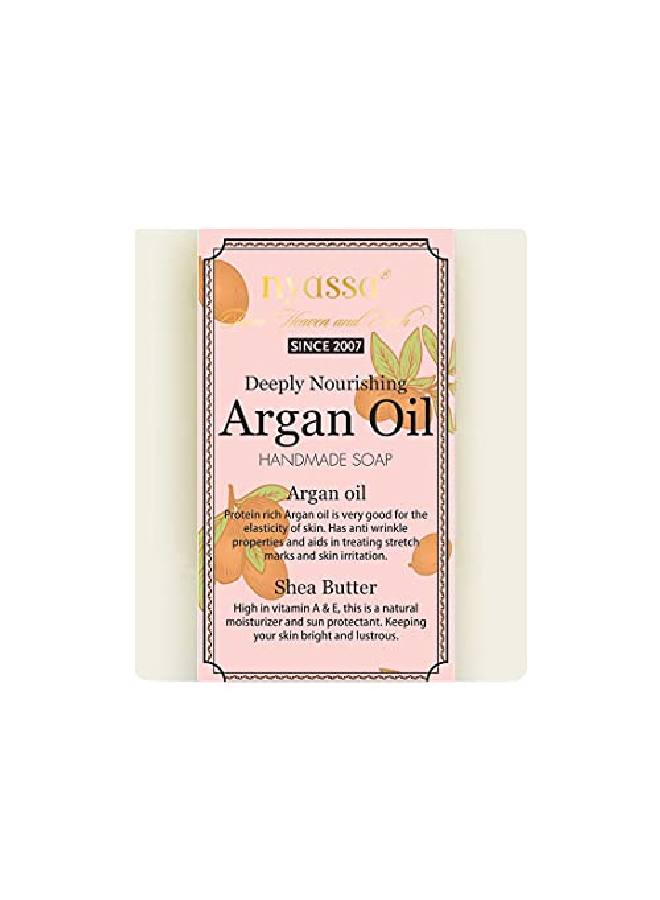 Nyassa Argan Oil Handmade Soap with l ingredients like pure Moroccan Argan oil known as the miracle oil Shea butter and pine essential oil. Deeply nourishing. No Paraben Cruelty Free (150gm) - Image 1