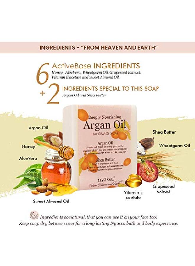 Nyassa Argan Oil Handmade Soap with l ingredients like pure Moroccan Argan oil known as the miracle oil Shea butter and pine essential oil. Deeply nourishing. No Paraben Cruelty Free (150gm) - Image 5