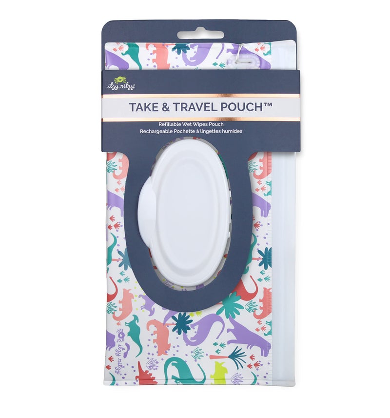 Itzy Ritzy Travel Wipes Case - Reusable Wipe Pouch â€“ Take & Travel Pouch Holds Up to 30 Wet Wipes, Includes Silicone Wristlet Strap, Darling Dinosaurs - Image 5
