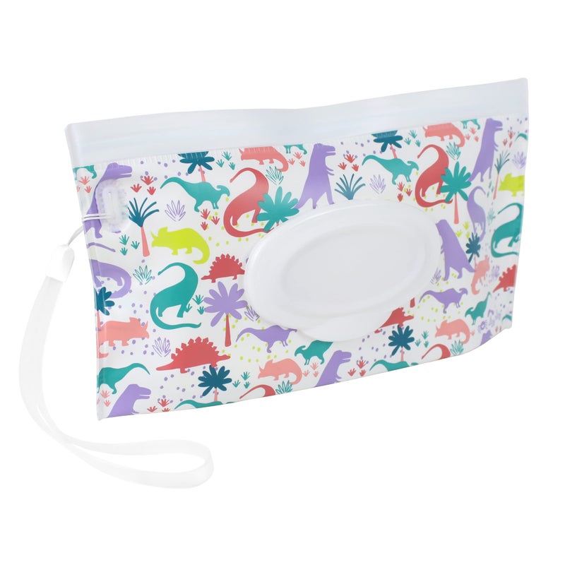 Itzy Ritzy Travel Wipes Case - Reusable Wipe Pouch â€“ Take & Travel Pouch Holds Up to 30 Wet Wipes, Includes Silicone Wristlet Strap, Darling Dinosaurs - Image 2