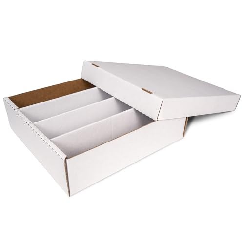 Easy Playhouse Trading Card Storage Box 3200ct Capacity White Cardboard Divided Organizer SportsGamingDeck Building Hobbyists Collectors - Image 1