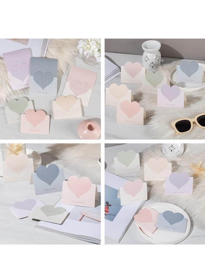 36 بطاقة معايدة قابلة للطي على شكل قلب حب، بطاقات فارغة على شكل قلب رومانسي بألوان متنوعة، بطاقات ملاحظات، بطاقات شكر لطيفة، بطاقات هدايا - Image 5