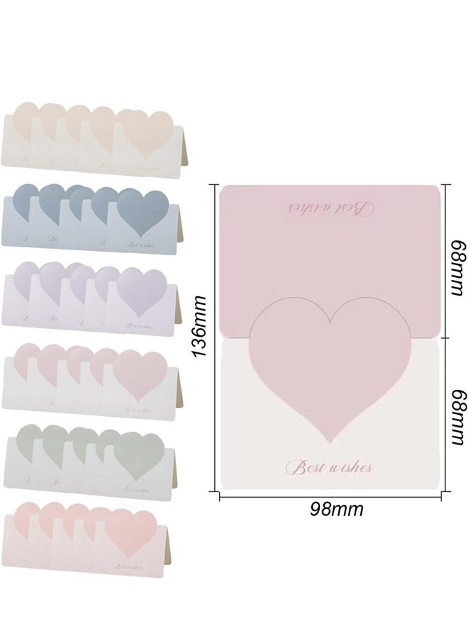36 بطاقة معايدة قابلة للطي على شكل قلب حب، بطاقات فارغة على شكل قلب رومانسي بألوان متنوعة، بطاقات ملاحظات، بطاقات شكر لطيفة، بطاقات هدايا - Image 2
