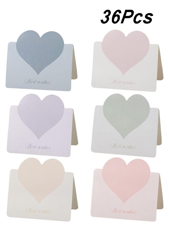 36 بطاقة معايدة قابلة للطي على شكل قلب حب، بطاقات فارغة على شكل قلب رومانسي بألوان متنوعة، بطاقات ملاحظات، بطاقات شكر لطيفة، بطاقات هدايا - Image 1