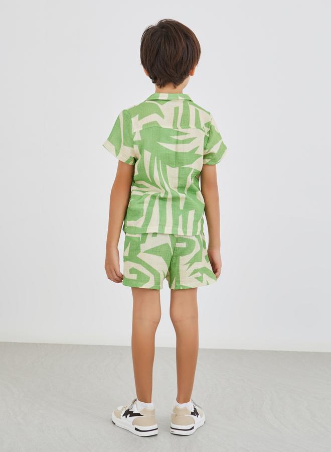 Styli All-Over Print Buttoned Shirt and Shorts Set - Image 4