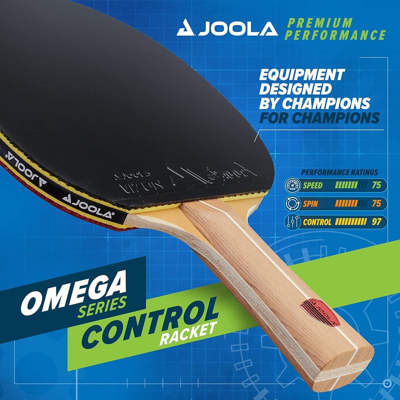 JOOLA أوميغا كنترول - مضرب تنس الطاولة للأداء في البطولات - مضرب تنس الطاولة للتدريب المتقدم مع مقبض متدرج - يشمل محول 32 مطاط تنس الطاولة - مصمم للتحكم - Image 2