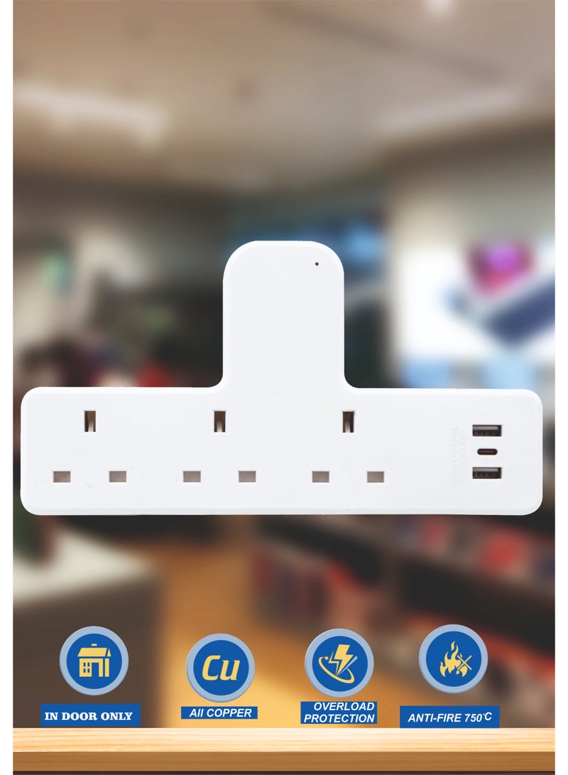 MOVAL Wall Power Extension with 3 Outlets, 2 USB & Type-C Ports, Light Indicator for Home & Office - Image 4