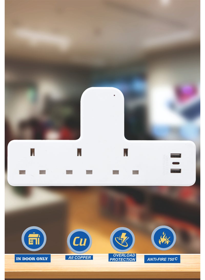 MOVAL Wall Power Extension with 3 Outlets, 2 USB & Type-C Ports, Light Indicator for Home & Office - Image 5