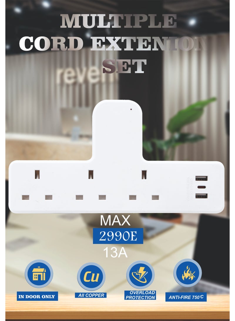 MOVAL Wall Power Extension with 3 Outlets, 2 USB & Type-C Ports, Light Indicator for Home & Office - Image 2