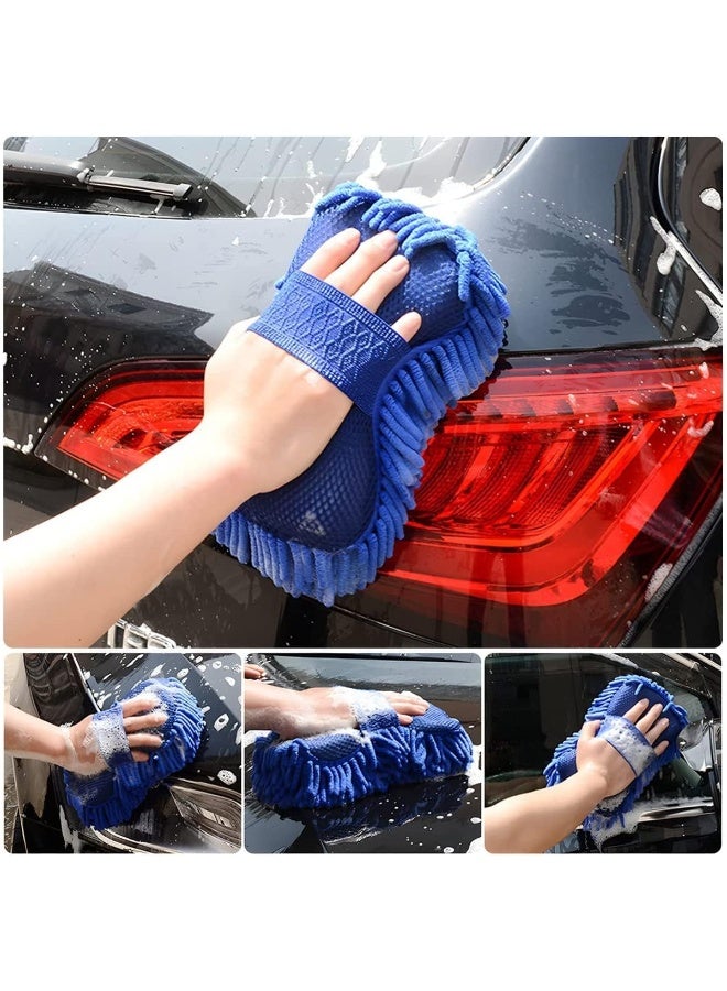 FAJ Microfiber Drying Towel Car Wash Sponge 2 in 1 Chenille Microfiber Wash Mitt with Hand Strap Super Absorbent Car Cleaning Sponge Scratch Free Car Wash Pad Washable Dryable Vehicle Cleaning Tool - 800G003 - Image 4