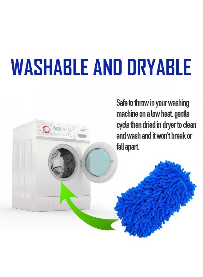 FAJ Microfiber Drying Towel Car Wash Sponge 2 in 1 Chenille Microfiber Wash Mitt with Hand Strap Super Absorbent Car Cleaning Sponge Scratch Free Car Wash Pad Washable Dryable Vehicle Cleaning Tool - 800G003 - Image 5