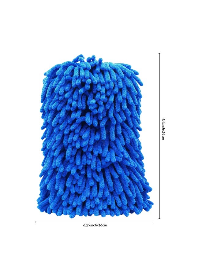 FAJ Microfiber Drying Towel Car Wash Sponge 2 in 1 Chenille Microfiber Wash Mitt with Hand Strap Super Absorbent Car Cleaning Sponge Scratch Free Car Wash Pad Washable Dryable Vehicle Cleaning Tool - 800G003 - Image 3