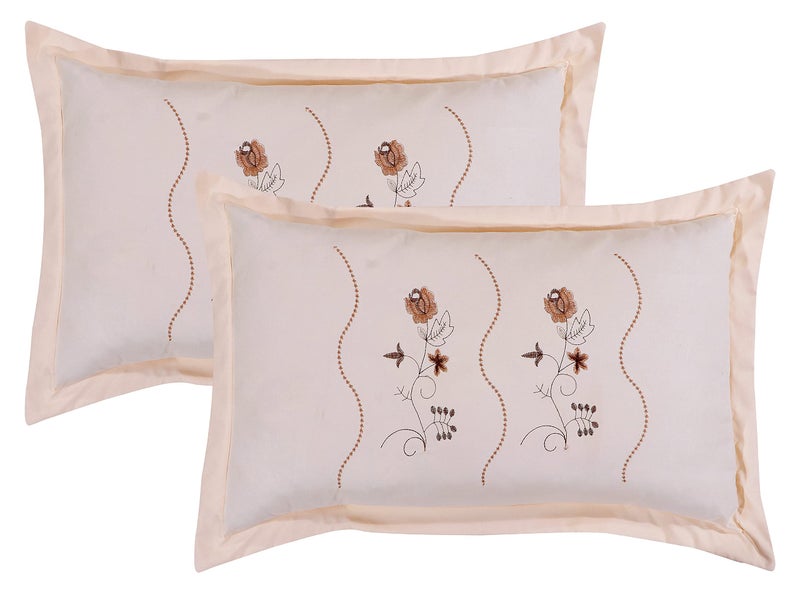 RJ Products Cotton Embroidered Pillow Covers (Set of 2 Piece) Cream Color - Image 2