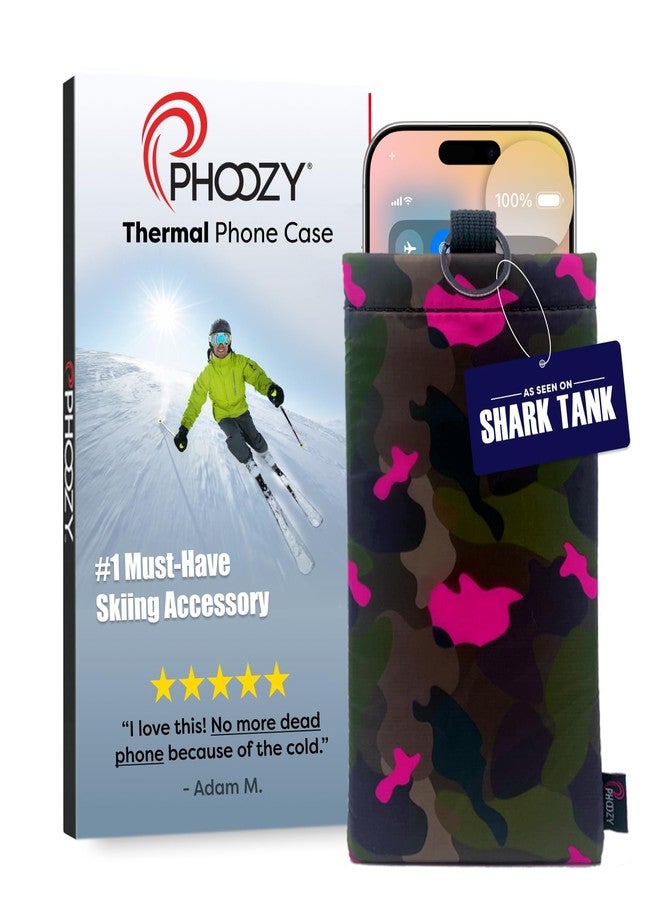 PHOOZY Apollo II Thermal Phone Case with Antimicrobial Lining and Keyring Connector - Helps Prevent Overheating in The Sun, Floats in Water, Protects Against Drops - Army Pink - Large - Image 1