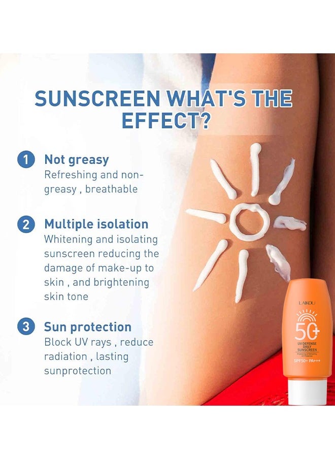 Laikou - UV Defense Daily Sunscreen SPF50+ PA+++ Whitening Sunscreen Cream Isolating Sunscreen Lotion Brightening And Refreshing - Image 1