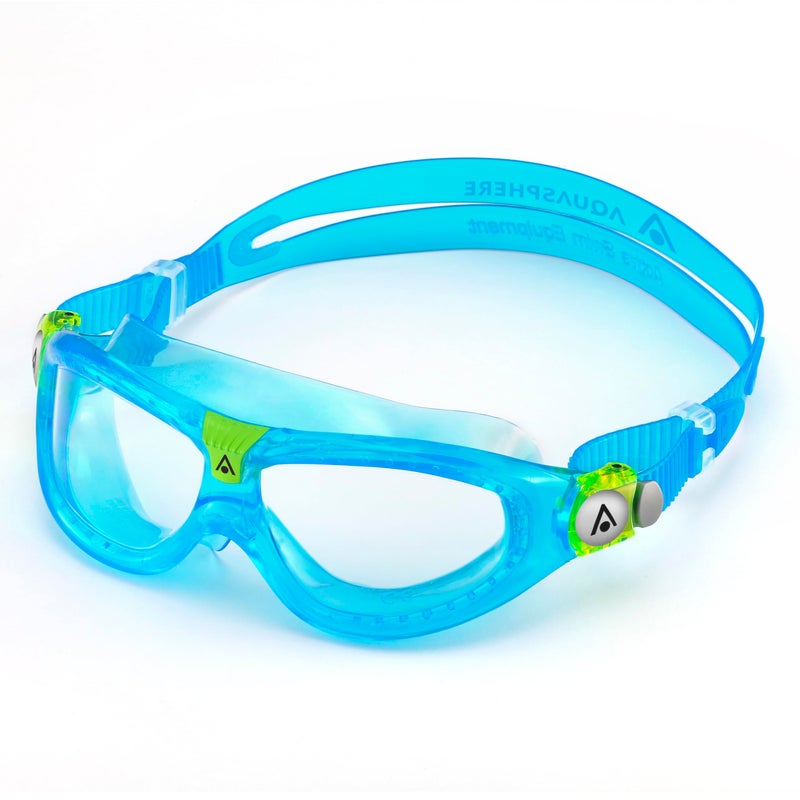 Aqua Sphere Seal Kid 2 Swim Mask with Clear Lens (Aqua/Lime). UV Protection Anti-Fog Swim Goggles for Kids - Image 3