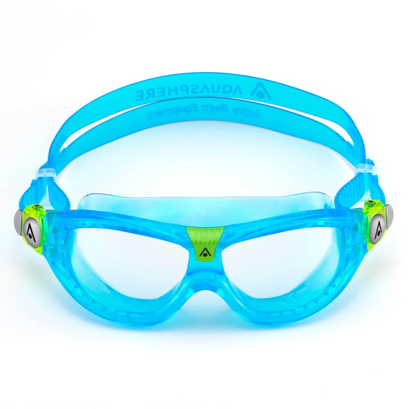 Aqua Sphere Seal Kid 2 Swim Mask with Clear Lens (Aqua/Lime). UV Protection Anti-Fog Swim Goggles for Kids - Image 2