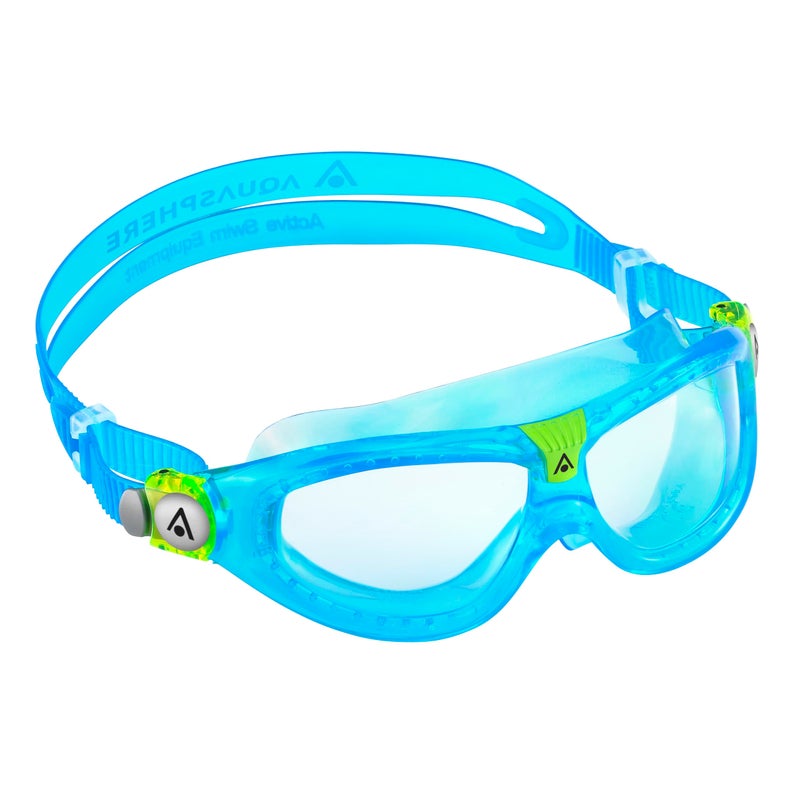 Aqua Sphere Seal Kid 2 Swim Mask with Clear Lens (Aqua/Lime). UV Protection Anti-Fog Swim Goggles for Kids - Image 1