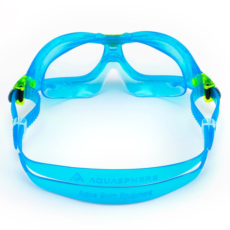 Aqua Sphere Seal Kid 2 Swim Mask with Clear Lens (Aqua/Lime). UV Protection Anti-Fog Swim Goggles for Kids - Image 5