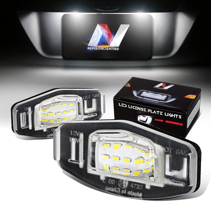 NVL-LPL-002 زوج من أضواء لوحة الترخيص LED ذات العدسة الشفافة والضوء الأبيض المتوافقة مع Civic 2001-2015 / Pilot 2003-2008 / Odyssey 2000-2004 - Image 1