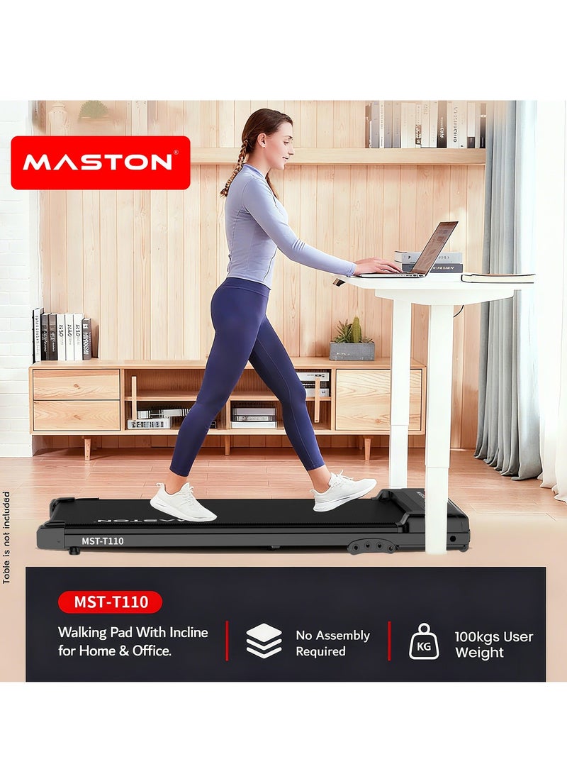 Maston Walking Pad Treadmill 1-6Km/H 100Kg Capacity Under Desk walking machine With Led Display & Remote Control, Portable Treadmills Motorized Running Machine For Home Office Use - Image 3