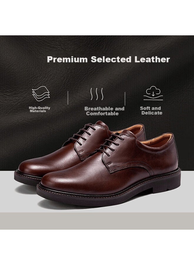 Ecco Casual Leather Shoes Men Business Formal Derby Shoes Urban London Series 525604 Cocoa Brown Size 41 Hl - Image 3