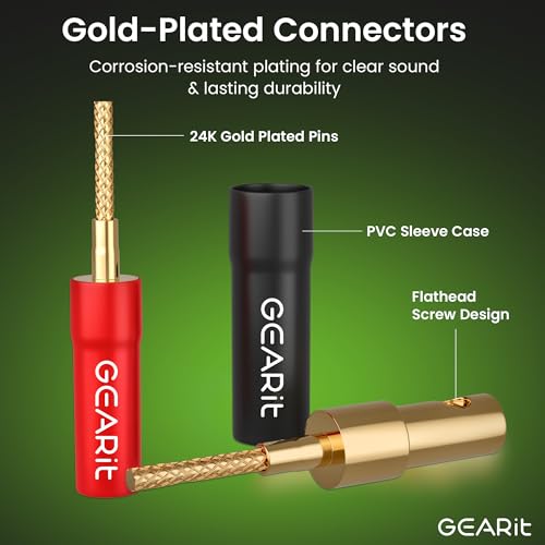 GEARit Flex Pin Banana Plugs for Speaker Wire (6 Pairs, 12 Pieces), Speaker Connector Pin Plug Type, 24K Gold Plated Insulated for Spring-Loaded Banana Jack Terminals (Support 12 AWG to 20 AWG Wires) - Image 2