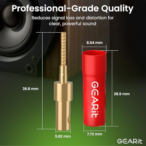 GEARit Flex Pin Banana Plugs for Speaker Wire (6 Pairs, 12 Pieces), Speaker Connector Pin Plug Type, 24K Gold Plated Insulated for Spring-Loaded Banana Jack Terminals (Support 12 AWG to 20 AWG Wires) - Image 3