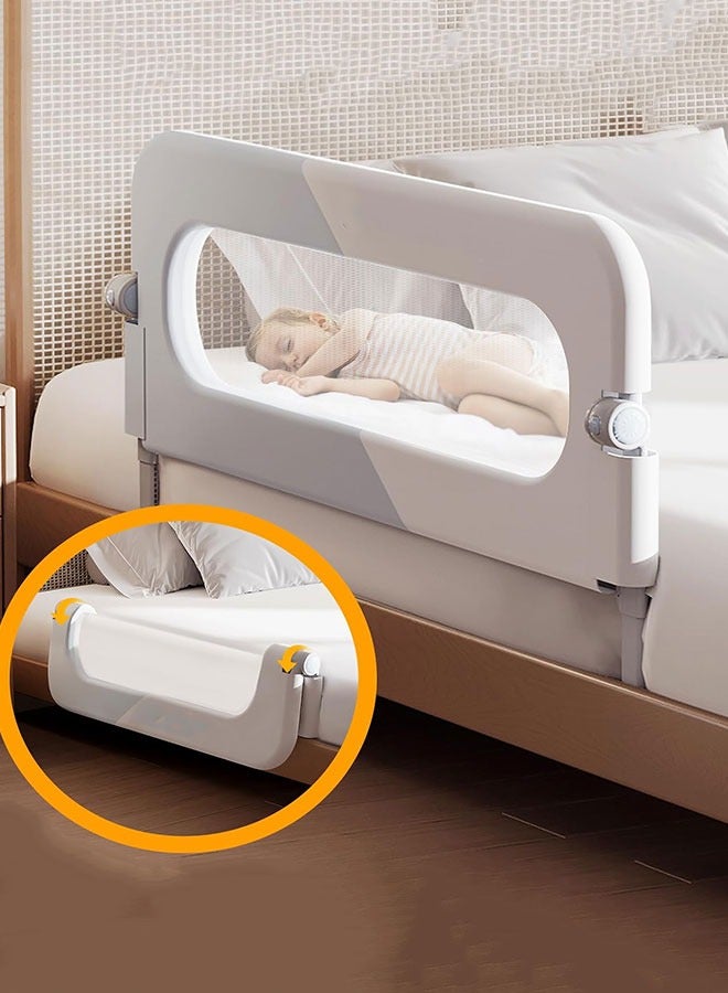 Toddler Bed Rails,Foldable Baby Bed Rails Guard for Toddlers, Adjustable Crib Side Rail for Kids,Swing Down Toddler Bedrail Extral Tall Child Safety Side Railing Guards for Full-Size Queen and King Bed(1.5M)  - Image 2