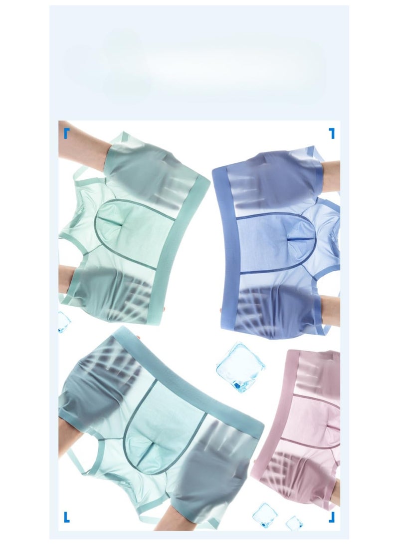 Zikra 3Pcs Men's Boxer Briefs Men's Underwear Ice Silk Boxer Brief Breathable Comfortable Cool Seamless Underwear Trunk Panties Mesh Underpants Transparent Stretch Ultra-thin Male Underpants XL - Image 5